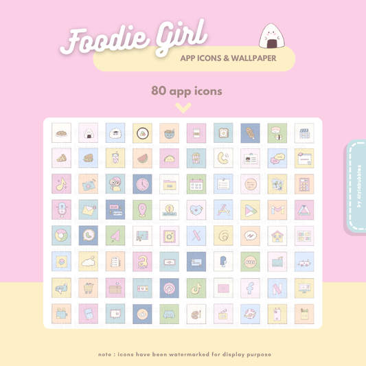 Foodie Girl App Icons & Phone Wallpaper