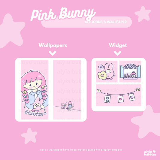 Pink Bunny App Icons & Phone Wallpaper