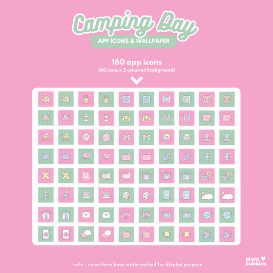 Camping Day App Icons & Phone Wallpaper