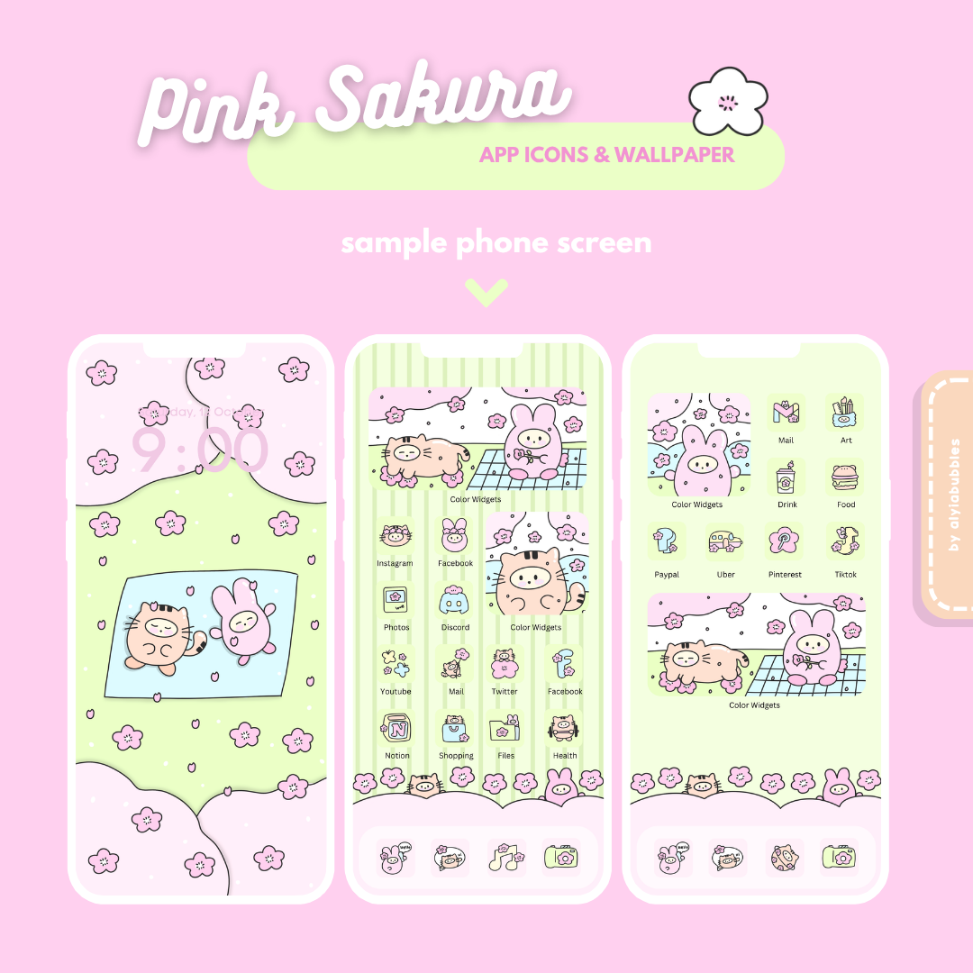 Pink Sakura App Icons & Phone Wallpaper