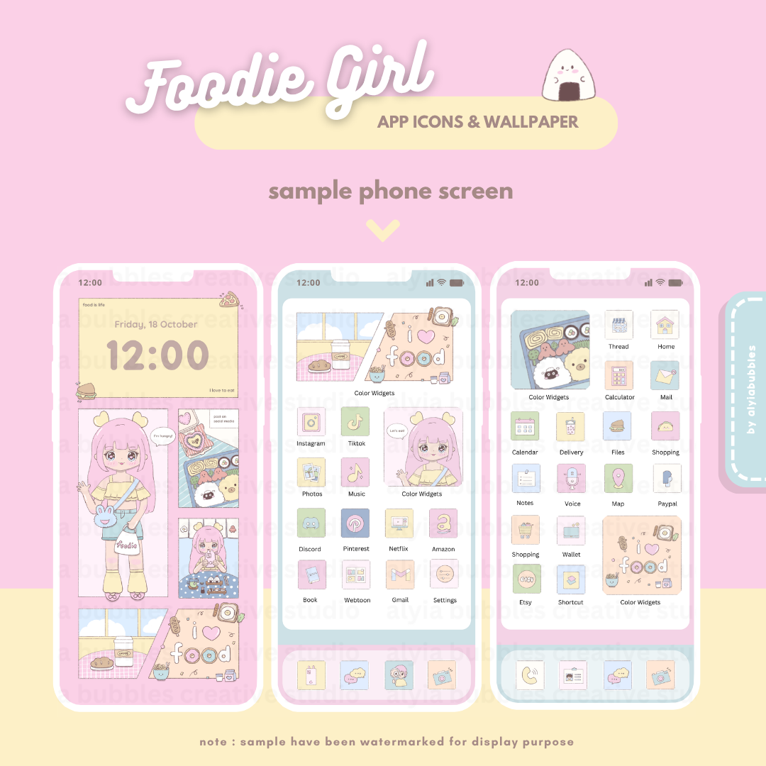 Foodie Girl App Icons & Phone Wallpaper