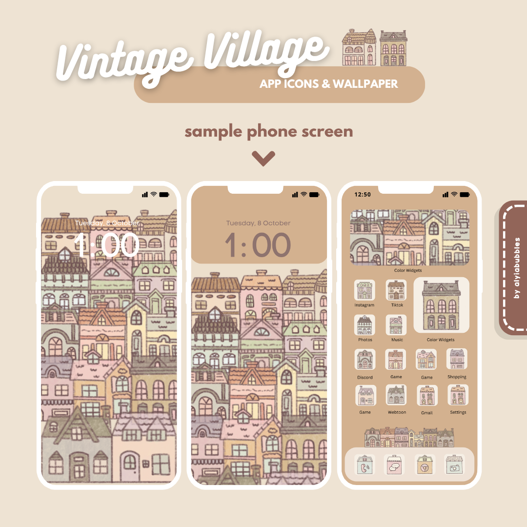 Vintage Village App Icons & Phone Wallpaper