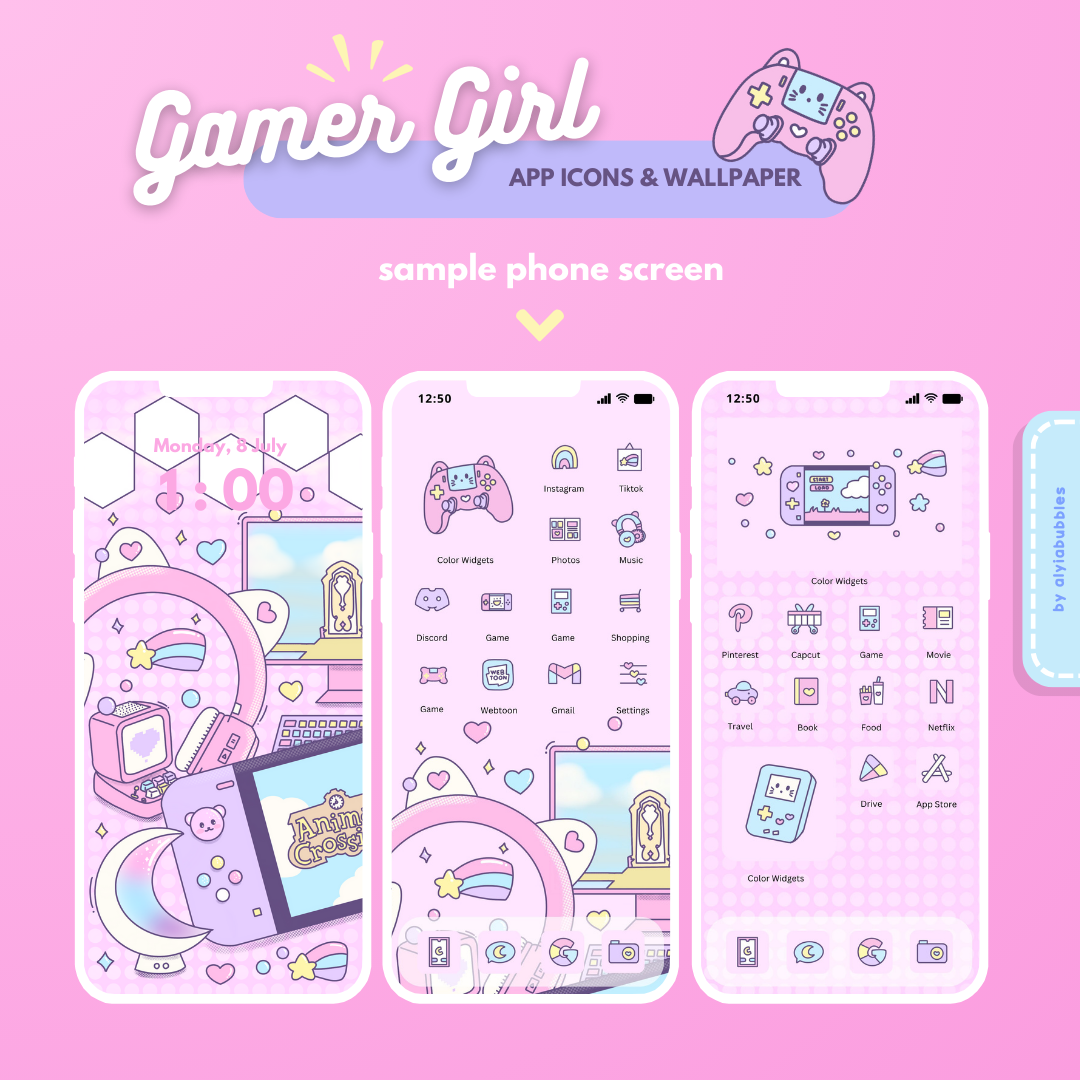 Gamer Girl App Icons & Phone Wallpaper