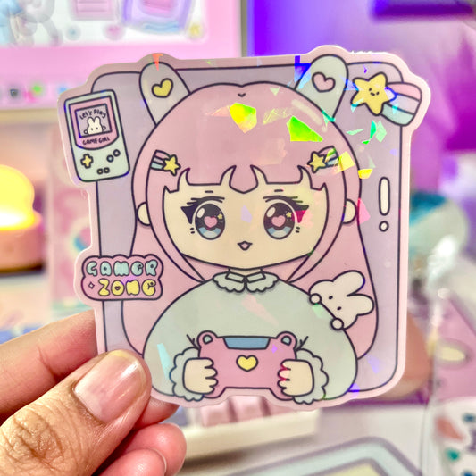 Gamer Girl Holographic Vinyl Sticker