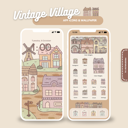 Vintage Village App Icons & Phone Wallpaper
