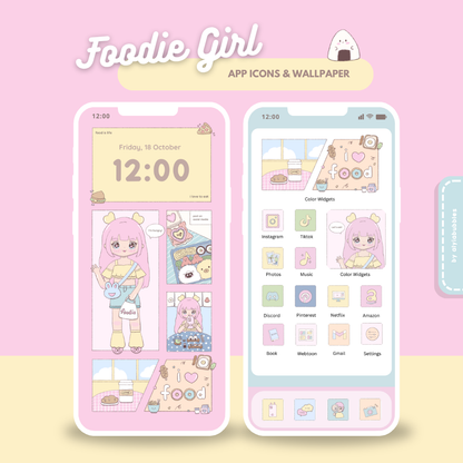 Foodie Girl App Icons & Phone Wallpaper