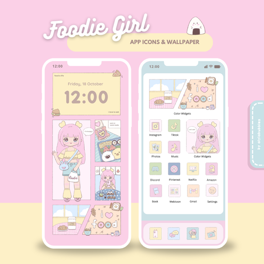 Foodie Girl App Icons & Phone Wallpaper