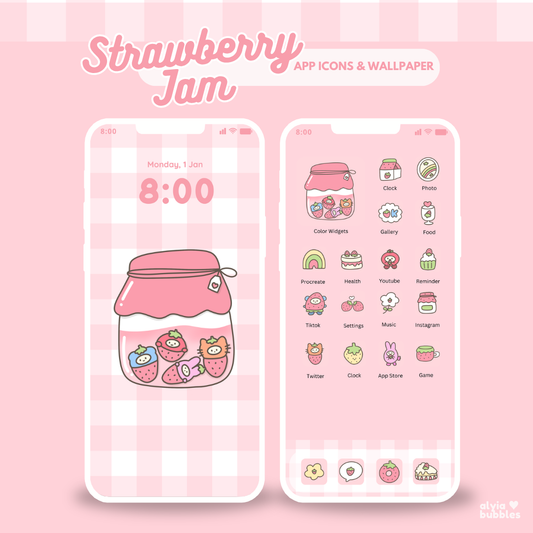 Strawberry Jam App Icons & Phone Wallpaper