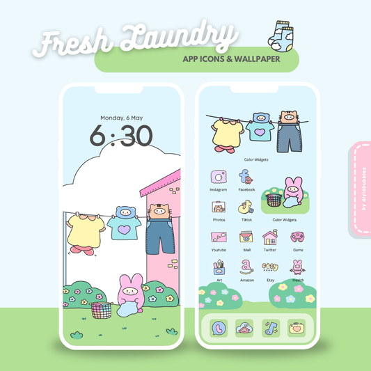 Fresh Laundry App Icons & Phone Wallpaper