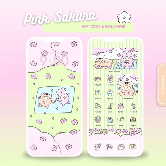 Pink Sakura App Icons & Phone Wallpaper
