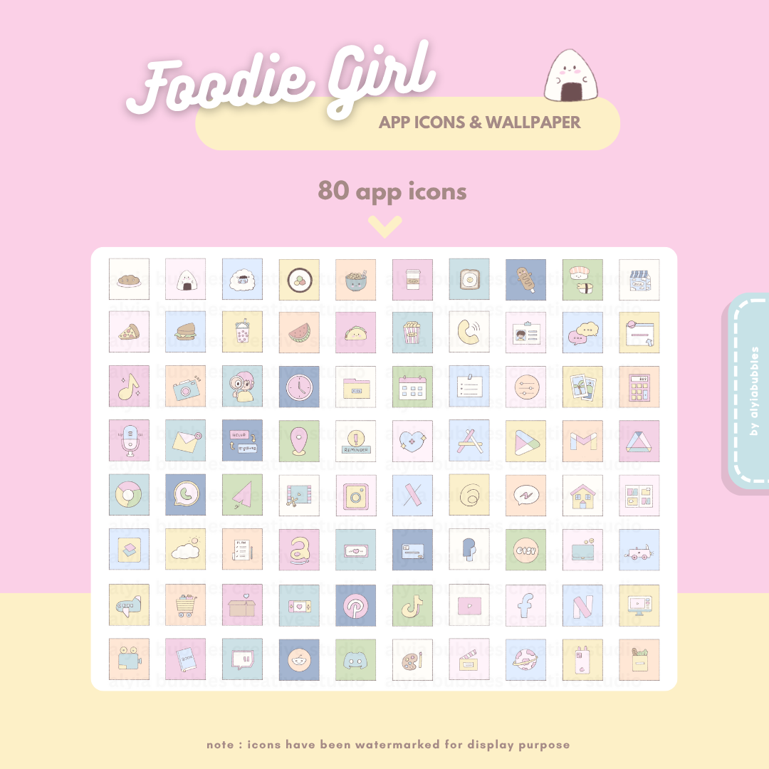 Foodie Girl App Icons & Phone Wallpaper