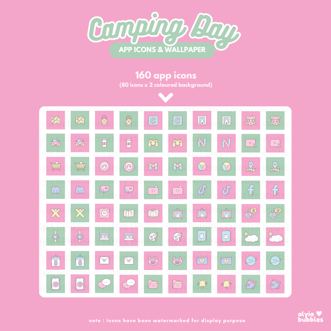 Camping Day App Icons & Phone Wallpaper