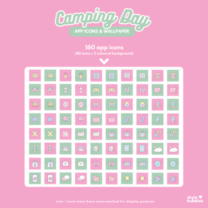 Camping Day App Icons & Phone Wallpaper