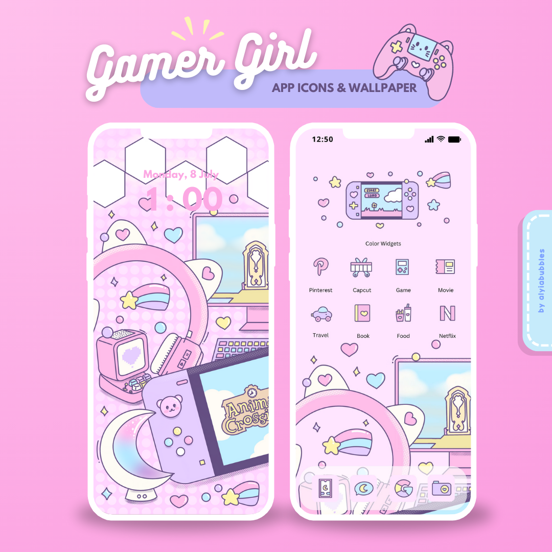 Gamer Girl App Icons & Phone Wallpaper