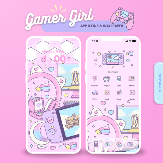 Gamer Girl App Icons & Phone Wallpaper