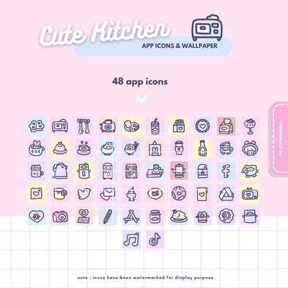Cute Kitchen App Icons & Phone Wallpaper