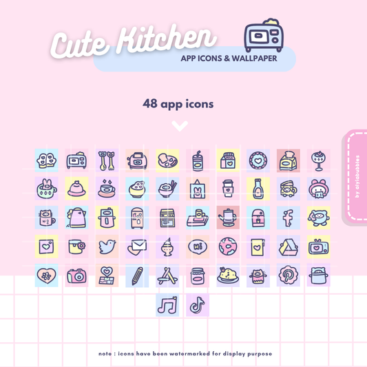 Cute Kitchen App Icons & Phone Wallpaper