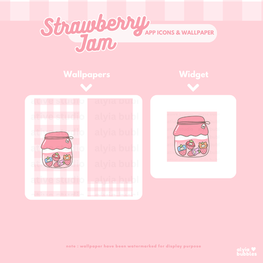 Strawberry Jam App Icons & Phone Wallpaper
