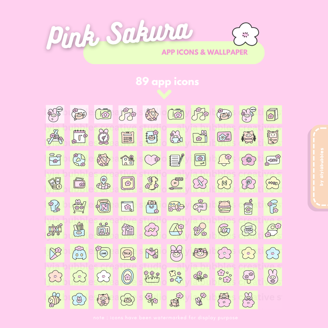Pink Sakura App Icons & Phone Wallpaper