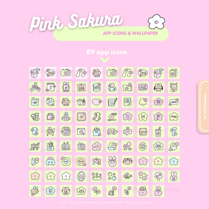 Pink Sakura App Icons & Phone Wallpaper