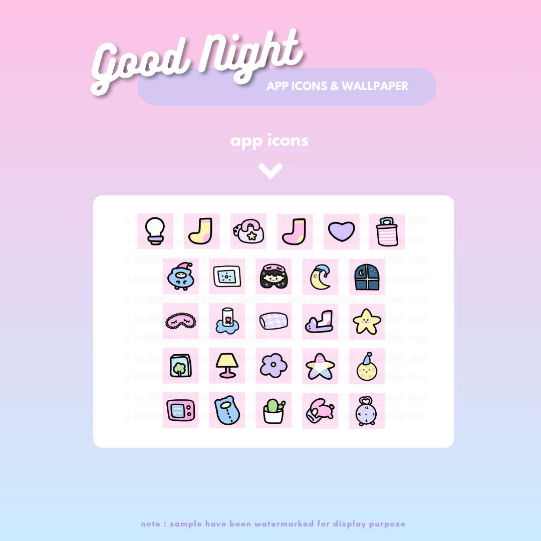 Good Night App Icons & Phone Wallpaper