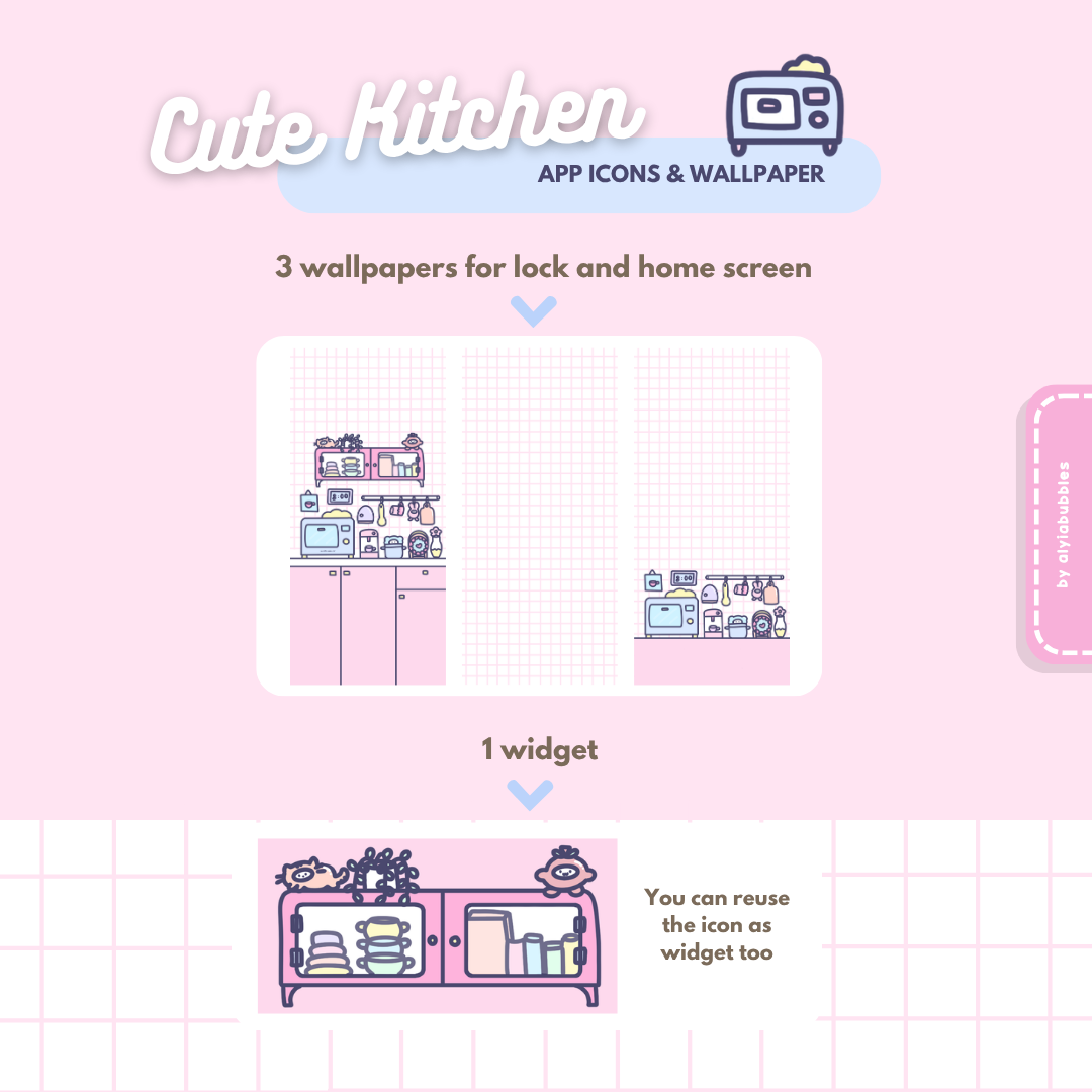 Cute Kitchen App Icons & Phone Wallpaper
