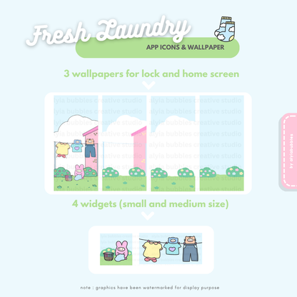 Fresh Laundry App Icons & Phone Wallpaper