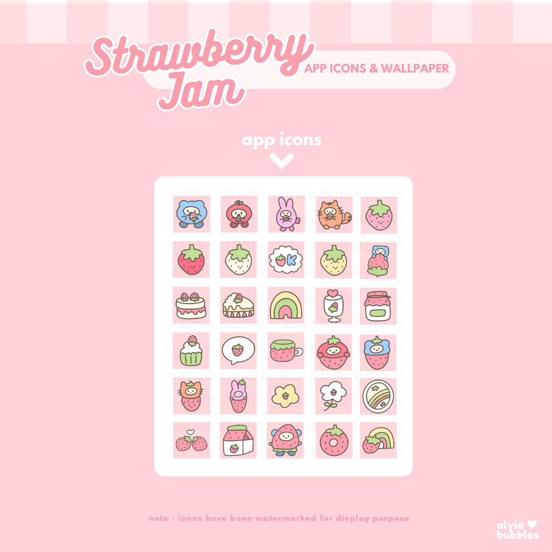 Strawberry Jam App Icons & Phone Wallpaper
