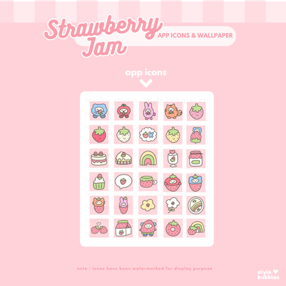 Strawberry Jam App Icons & Phone Wallpaper