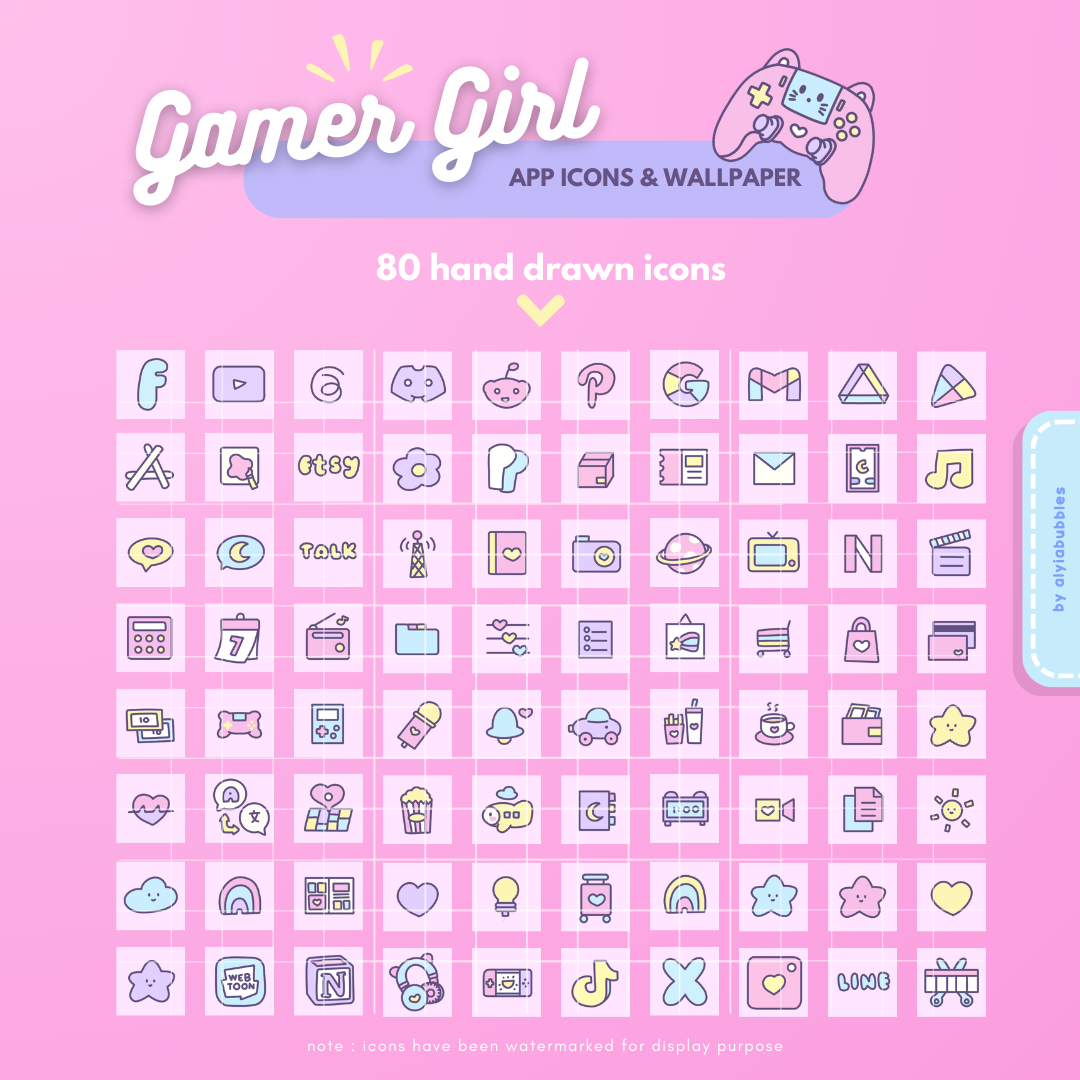 Gamer Girl App Icons & Phone Wallpaper