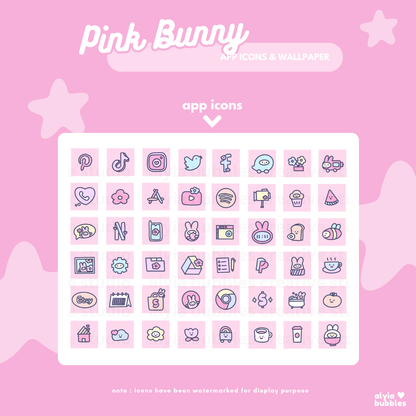 Pink Bunny App Icons & Phone Wallpaper