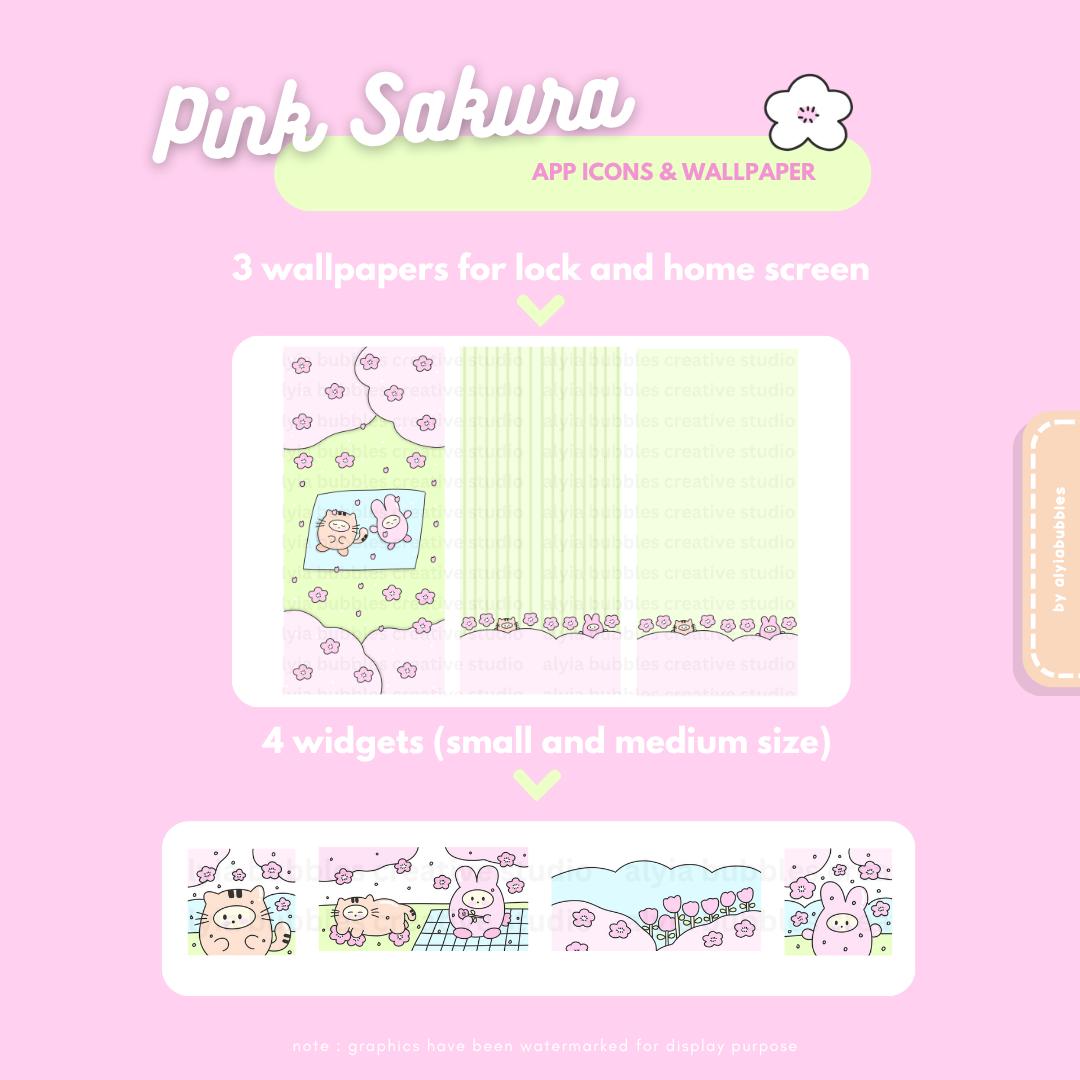 Pink Sakura App Icons & Phone Wallpaper