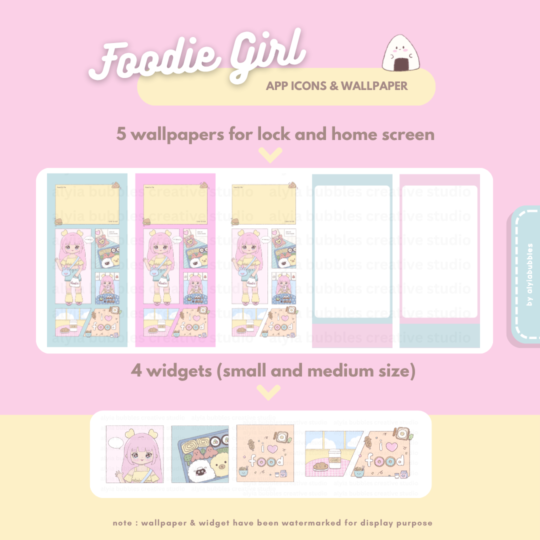 Foodie Girl App Icons & Phone Wallpaper
