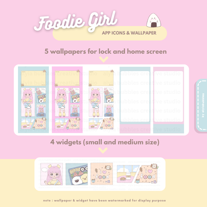 Foodie Girl App Icons & Phone Wallpaper