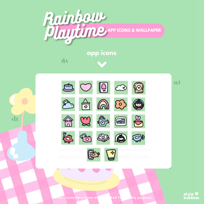 Rainbow Playtime App Icons & Phone Wallpaper