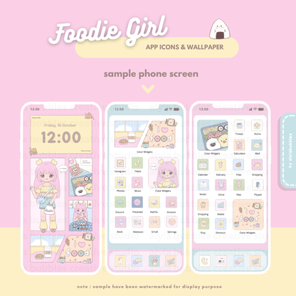 Foodie Girl App Icons & Phone Wallpaper