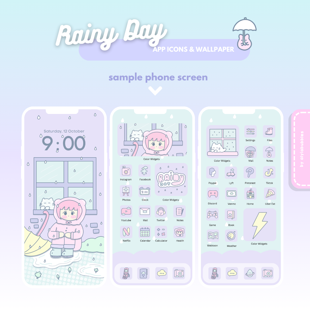 Rainy Day App Icons & Phone Wallpaper