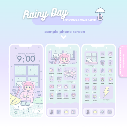 Rainy Day App Icons & Phone Wallpaper