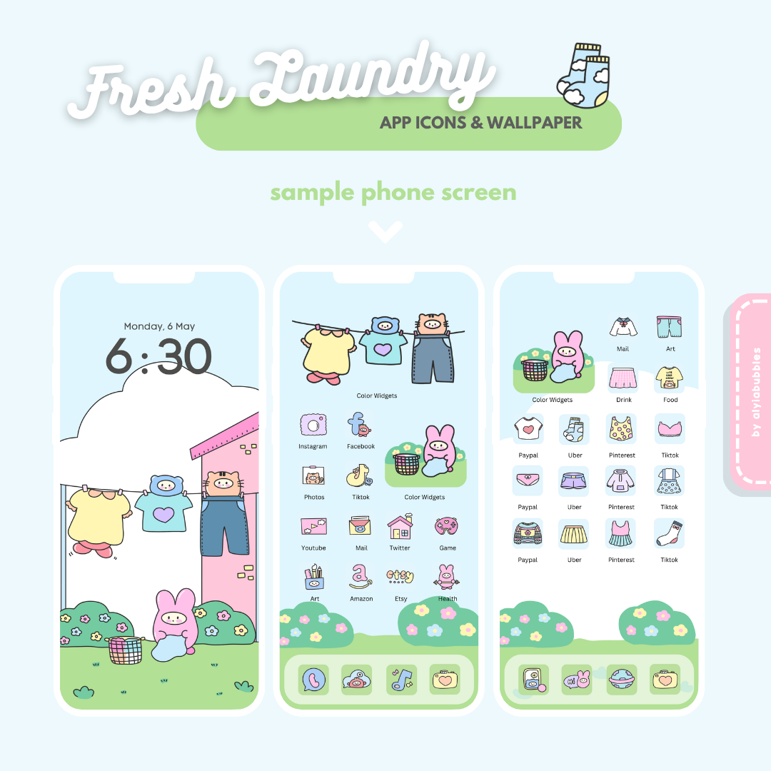 Fresh Laundry App Icons & Phone Wallpaper