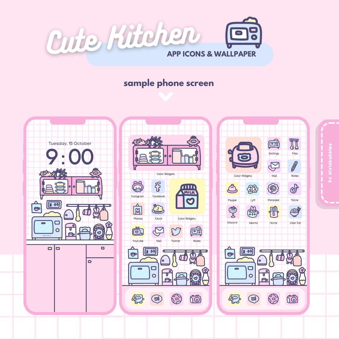Cute Kitchen App Icons & Phone Wallpaper