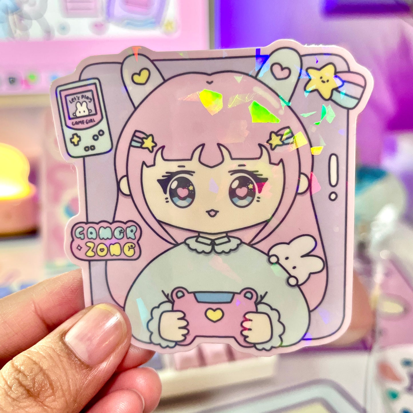 Gamer Girl Holographic Vinyl Sticker