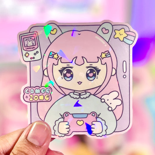 Gamer Girl Holographic Vinyl Sticker