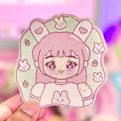 Strawberry Girl Vinyl Sticker