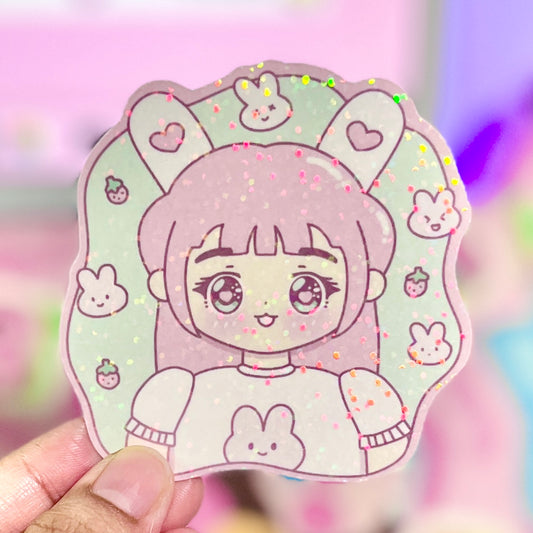 Strawberry Girl Vinyl Sticker