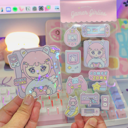 Gamer Girl Holographic Vinyl Sticker