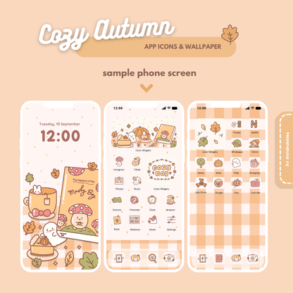 Cozy Autumn App Icons & Phone Wallpaper